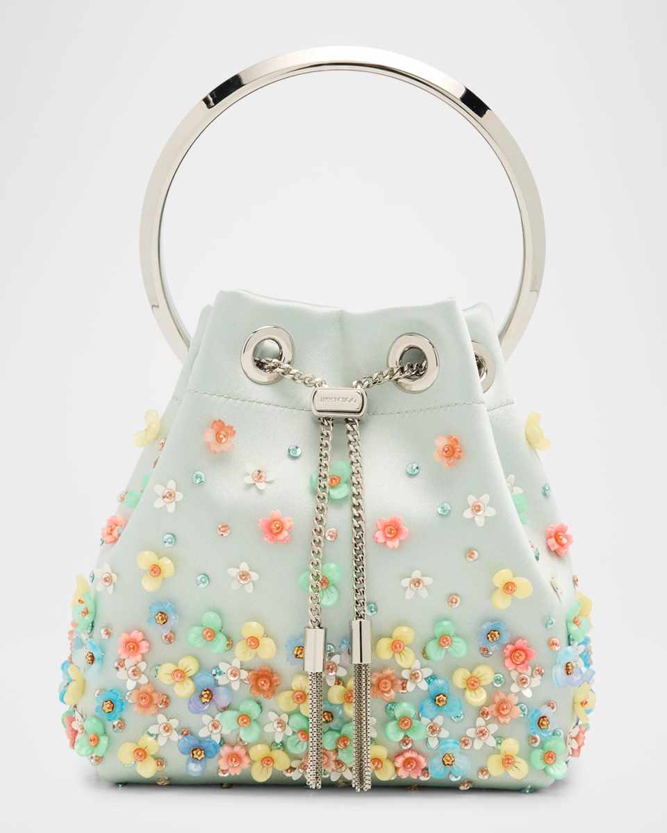 Bon Bon Floral Degrade Satin Bucket Bag
